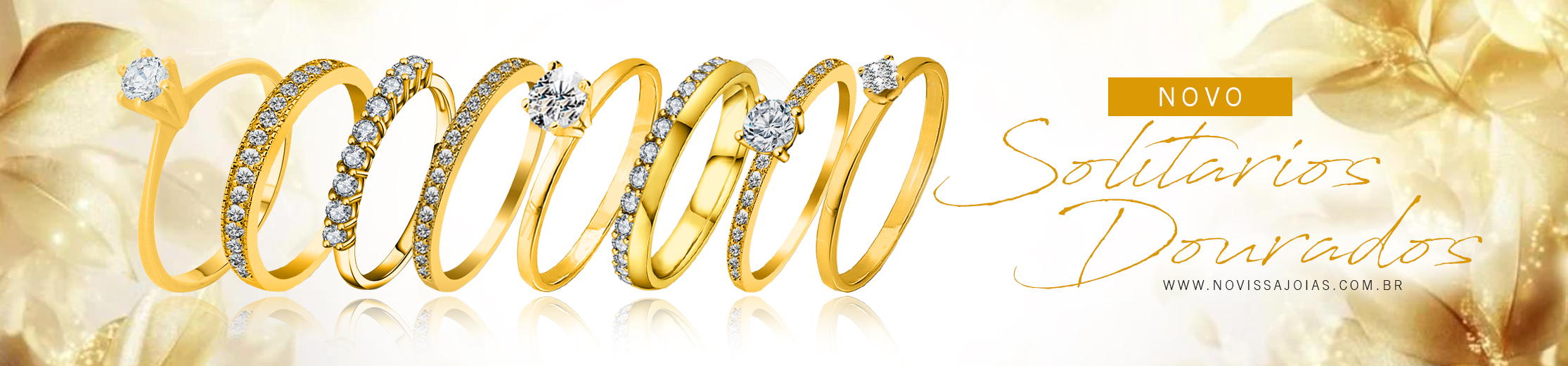 banner Solitários e aparadores dourado