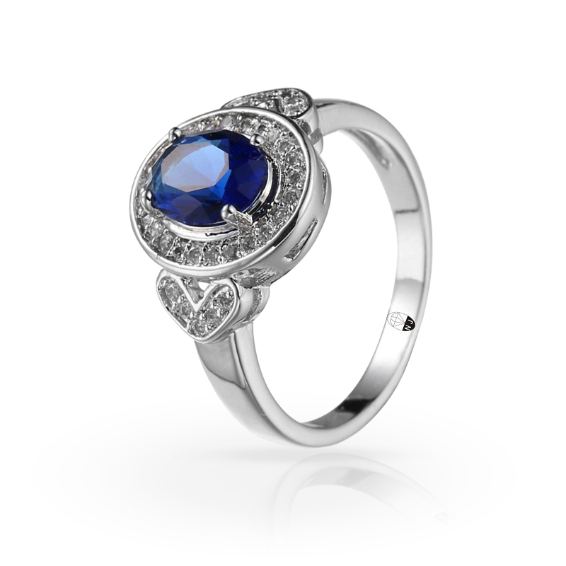 imagem #HEART OCEAN# ANEL FOLHEADO A PRATA 925S COM UM LINDO CRISTAL AZUL ESCURO DE SWAROVSKI