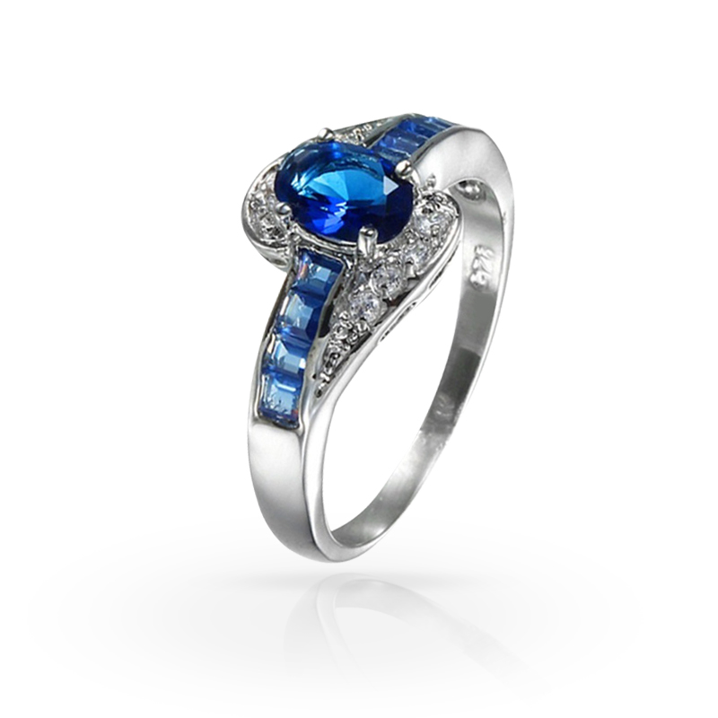 imagem #DARK BLUE# ANEL FOLHEADO A PRATA 925S COM UM LINDO CRISTAL AZUL ESCURO DE SWAROVSKI