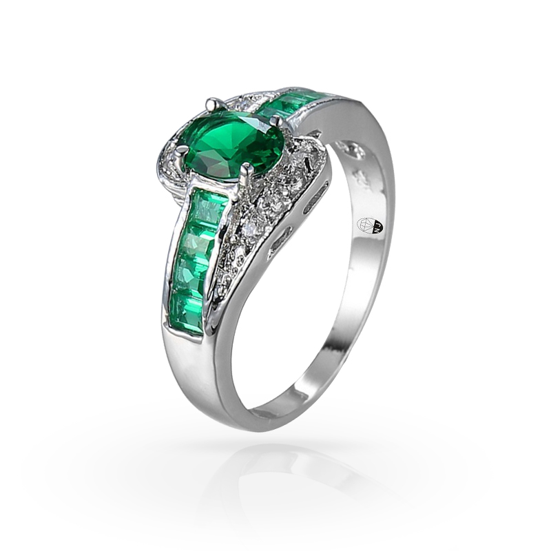 imagem #GREEN# ANEL FOLHEADO A PRATA 925S COM UM LINDO CRISTAL VERDE DE SWAROVSKI