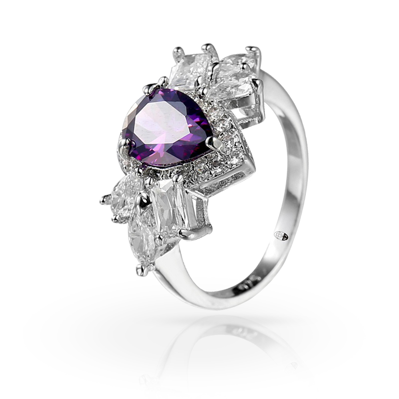 imagem #VIOLET SOUL# ANEL FOLHEADO A PRATA 925S COM UM LINDO CRISTAL DE SWAROVSKI ROXO