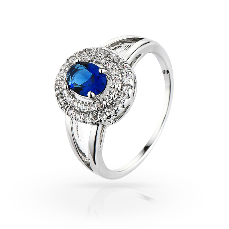 imagem #BLUE EYES# ANEL FOLHEADO A PRATA 925S COM UM LINDO CRISTAL AZUL ESCURO DE SWAROVSKI