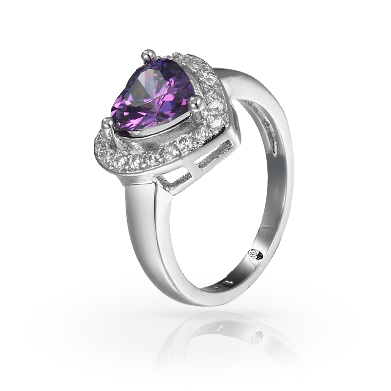 imagem #PURPLE HEART# ANEL FOLHEADO A PRATA 925S COM CRISTAIS DE SWAROVSKI