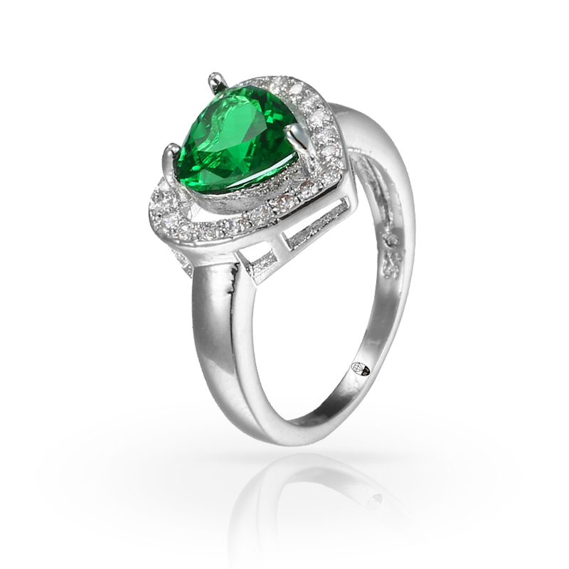 imagem #GREEN HEART# ANEL FOLHEADO A PRATA 925S COM CRISTAIS DE SWAROVSKI