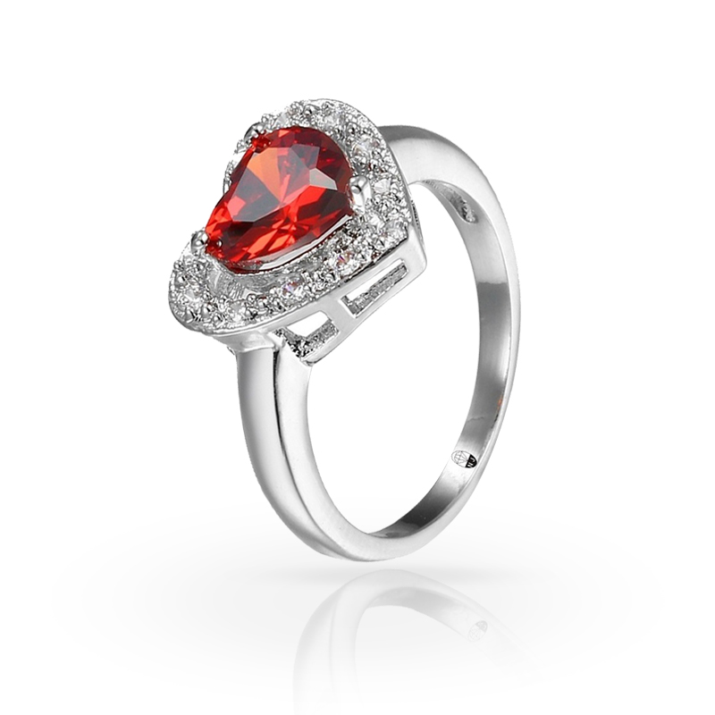 imagem #RED HEART# ANEL FOLHEADO A PRATA 925S COM CRISTAIS DE SWAROVSKI