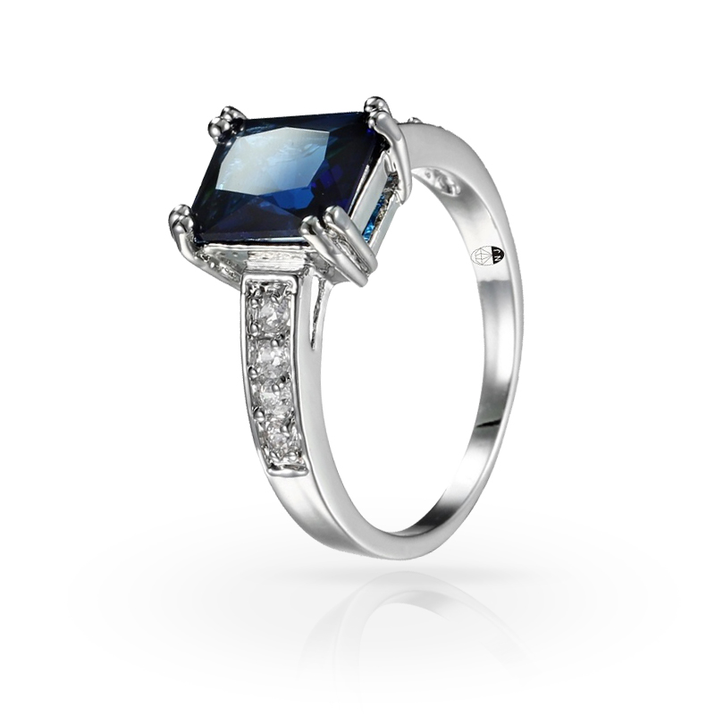 imagem #DARK BLUE# ANEL FOLHEADO A PRATA 925S COM UM LINDO CRISTAL AZUL ESCURO DE SWAROVSKI