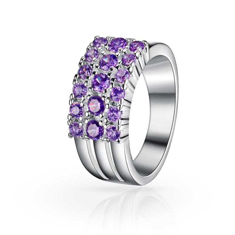 imagem #PURPLE FASHION# LUXUOSO ANEL FOLHEADO A PRATA 925S COM LINDOS CRISTAIS DE SWAROVSKI