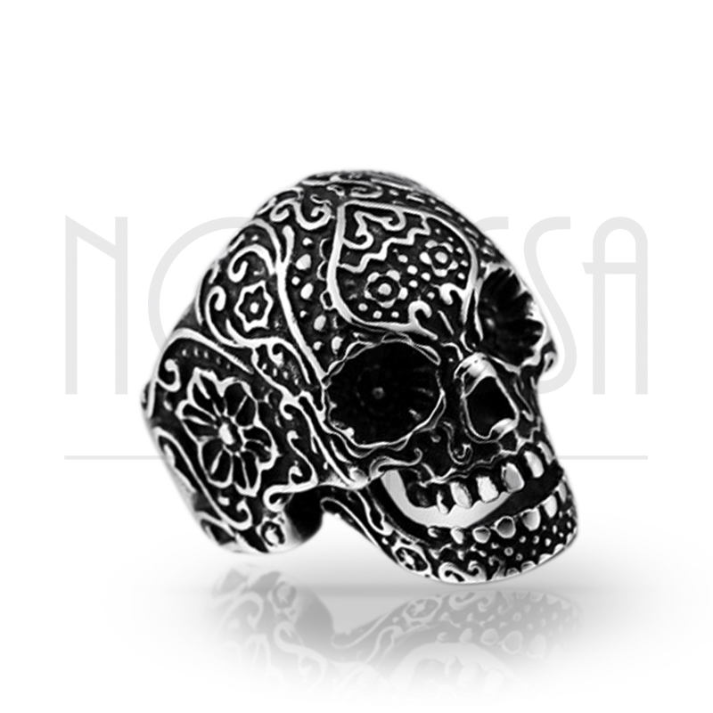 imagem MEXICAN SKULL, MACIÇO ANEL EM AÇO INOX