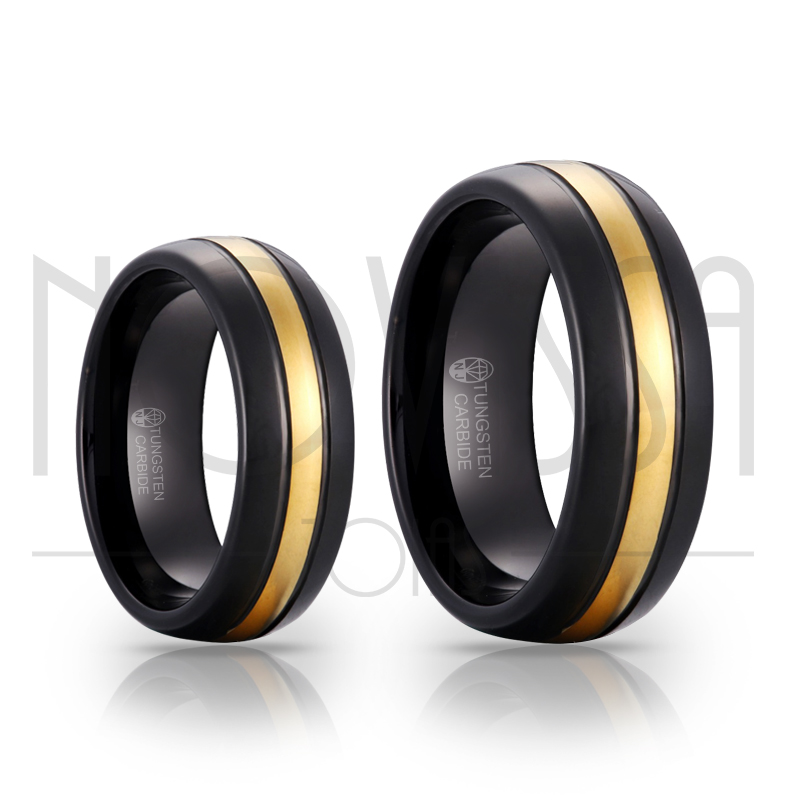 imagem BLACK GOLD ELEGANCE - ALIANÇA DE TUNGSTÊNIO BLACK COM ACABAMENTO DE ALTO BRILHO