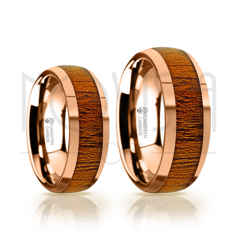 imagem FIBRA WOOD ROSE - LUXUOSA ALIANÇA DE TUNGSTÊNIO COM INLAY DE MADEIRA