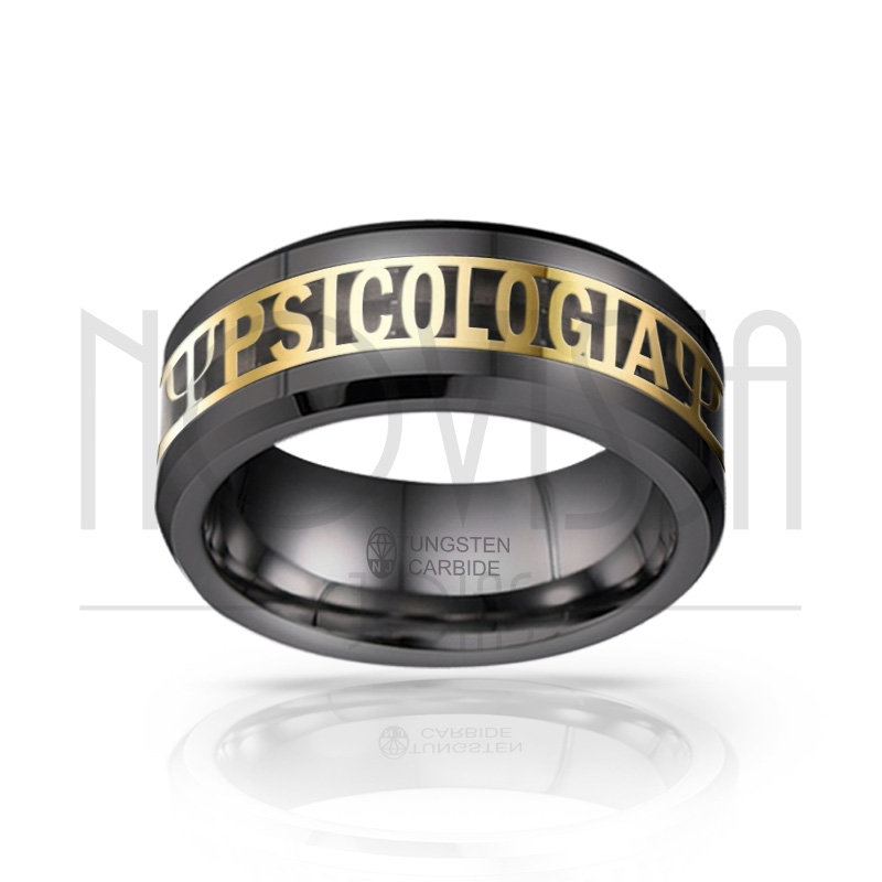 imagem ANEL DE PSICOLOGIA MAGNETIZADO A TITÂNIO COM INLAY DE FIBRA