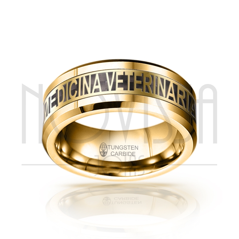 imagem ANEL DE MEDICINA VETERINÁRIA MAGNETIZADO A OURO 18K COM INLAY DE FIBRA