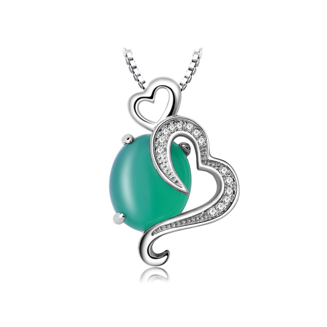 imagem GREEN HEART - LINDO COLAR DE PRATA 925S COM CRISTAIS DE SWAROVSKI