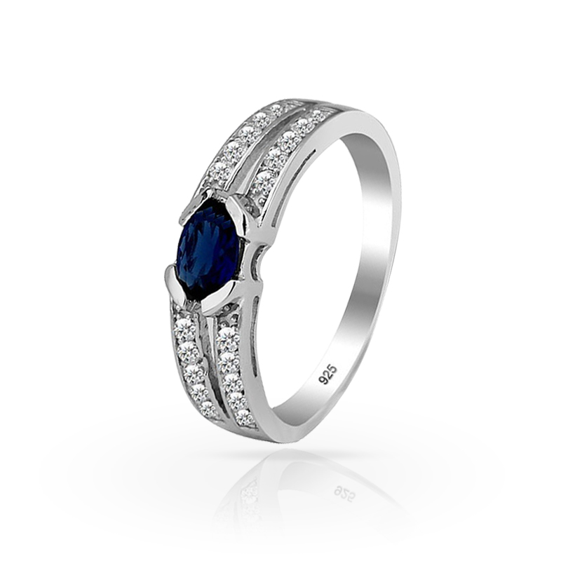 imagem ROYALTY ANEL DE PRATA 925S COM LINDO CRISTAL DE SWAROVSKI *BLUE OCEN*