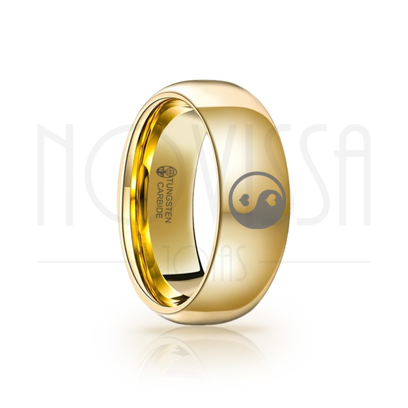 imagem YIN YANG ANEL DE TUNGSTÊNIO MAGNETIZADO A OURO 18K - ACABAMENTO PREMIUM EM ALTO BRILHO