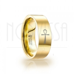 imagem ANKH ANEL DE TUNGSTÊNIO MAGNETIZADAS A OURO 18K COM ACABAMENTO PREMIUM