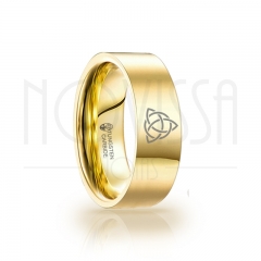 imagem TRIQUETRA ANEL DE TUNGSTÊNIO MAGNETIZADAS A OURO 18K COM ACABAMENTO PREMIUM