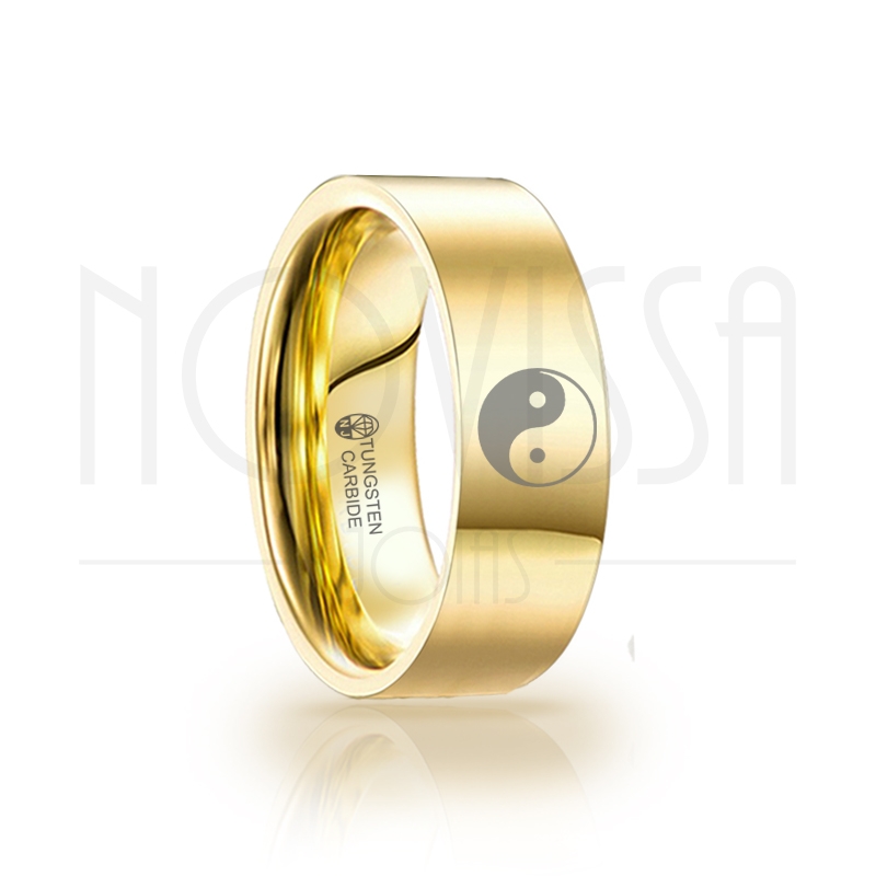 imagem YIN YANG ANEL DE TUNGSTÊNIO MAGNETIZADAS A OURO 18K COM ACABAMENTO PREMIUM