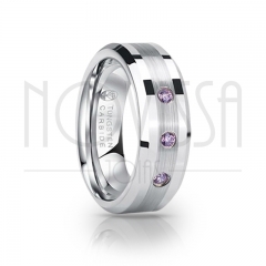 imagem SILVER SHINE PINK - ANEL DE TUNGSTÊNIO MAGNETIZADA A PRATA 925S COM OU SEM SWAROVSKI