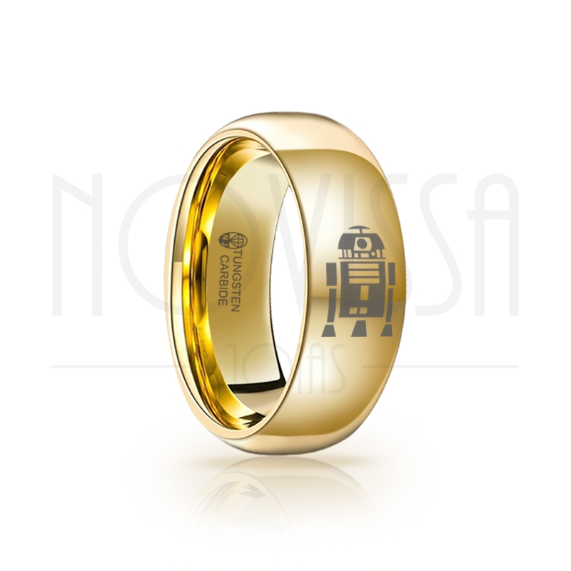 imagem R2-D2 DE TUNGSTÊNIO MAGNETIZADO A OURO 18K - ACABAMENTO DE ALTO BRILHO