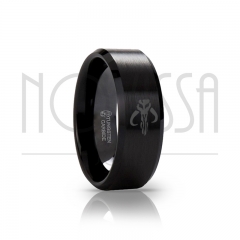 imagem CLAN MANDALORIAN - BLACK EDITION SQUARE - ANEL DE TUNGSTÊNIO COM ACABAMENTO PRETO FOSCO