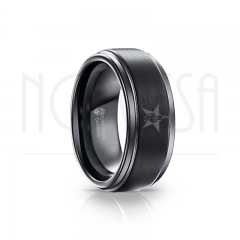 imagem ESTRELA COM CLAVE DE SOL - BLACK EDGE EDITION SAND - ANEL DE TUNGSTÊNIO COM ACABAMENTO FOSCO