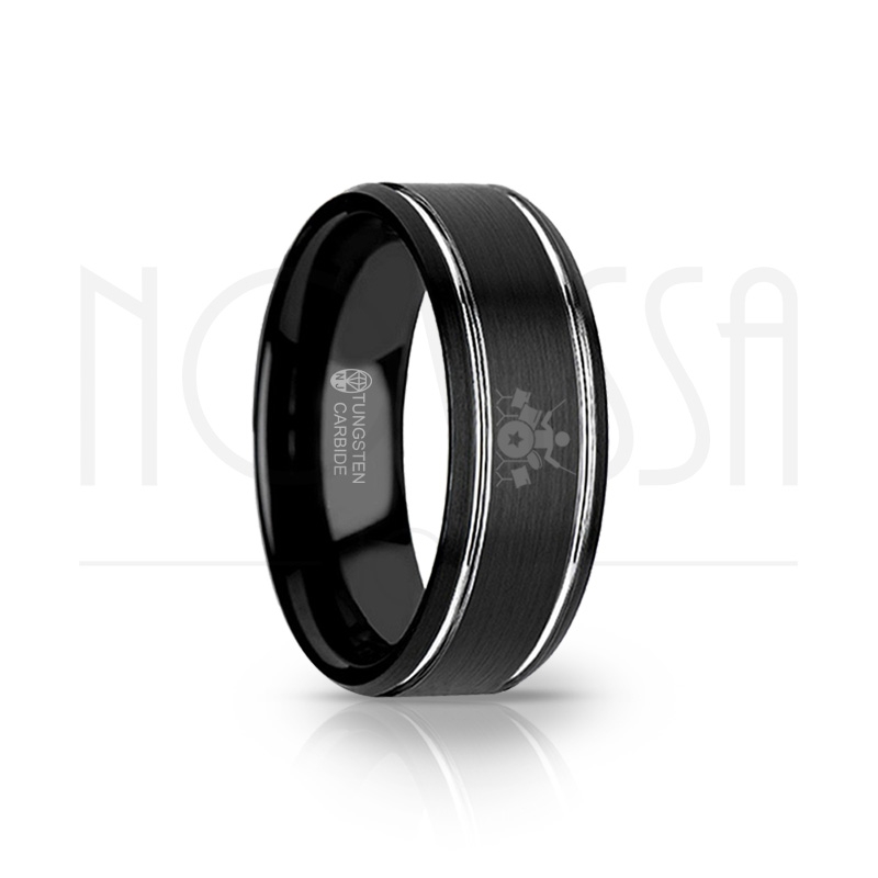 imagem BATERISTA - RETRO DESIGN BLACK - ANEL DE TUNGSTÊNIO COM ACABAMENTO FOSCO