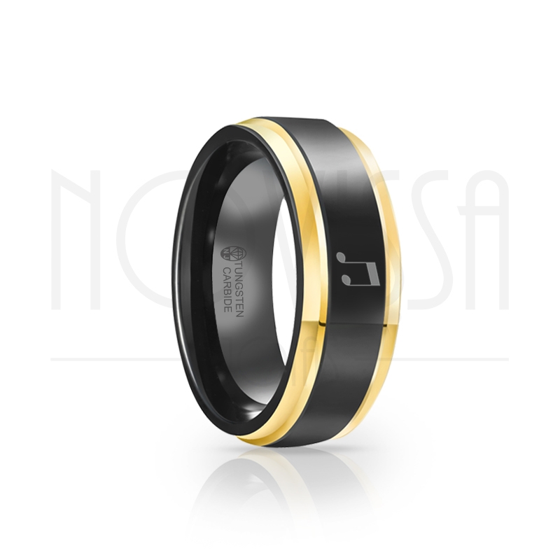 imagem PODATUS - GOLD EDGE EDITION BLACK - ANEL DE TUNGSTÊNIO, ACABAMENTO DE ALTO BRILHO