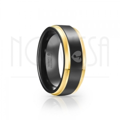 imagem CORAÇÃO COM NOTA MUSICAL - GOLD EDGE EDITION BLACK - ANEL DE TUNGSTÊNIO, ACABAMENTO DE ALTO BRILHO