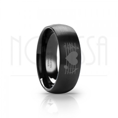 imagem PARTITURA CORAÇÃO - SMOOTH BLACK EDITION - ANEL DE TUNGSTÊNIO COM ACABAMENTO PRETO FOSCO 6MM, 8MM