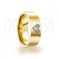 imagem CORAÇÃO COM NOTA MUSICAL - GOLD EDITION SQUARE - ANEL DE TUNGSTÊNIO MAGNETIZADAS A OURO 18K