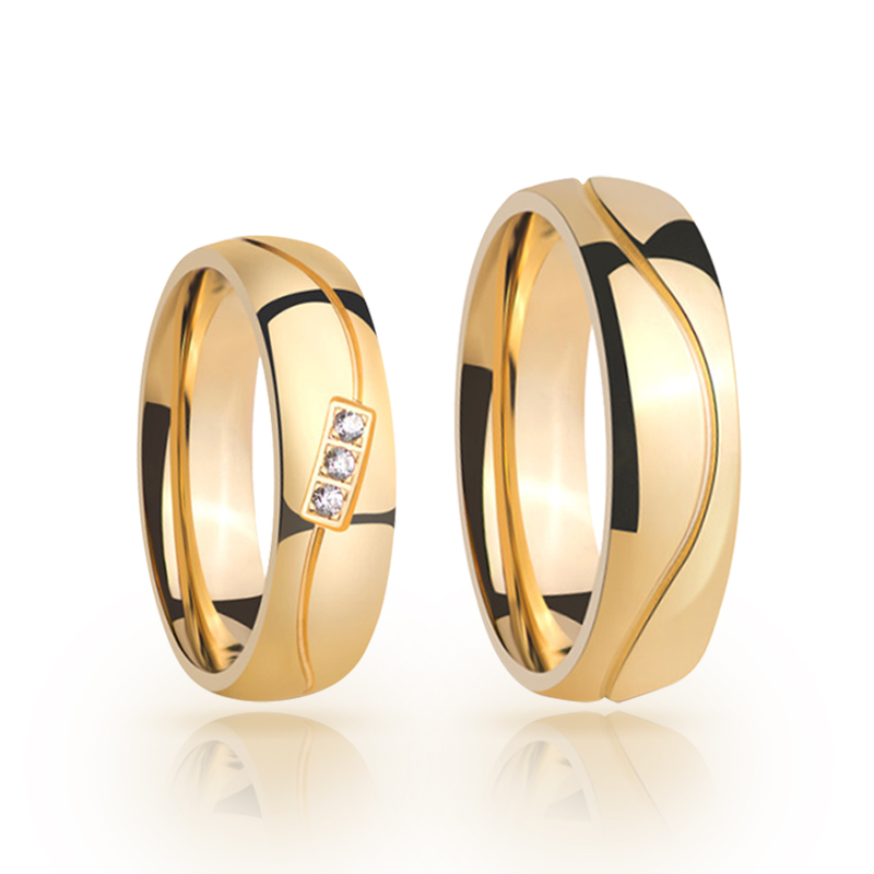 imagem #LADY ELEGANCE GOLD# ALIANÇAS 316L FOLHEADAS A OURO 18K COM OU SEM 3 CRISTAIS DE SWAROVSKI