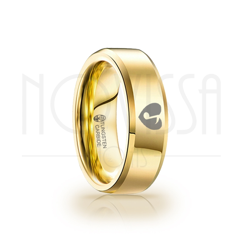 imagem CORAÇÃO COM NOTA MUSICAL - GOLD EDITION EDGE - ANEL DE TUNGSTÊNIO MAGNETIZADAS A OURO 18K