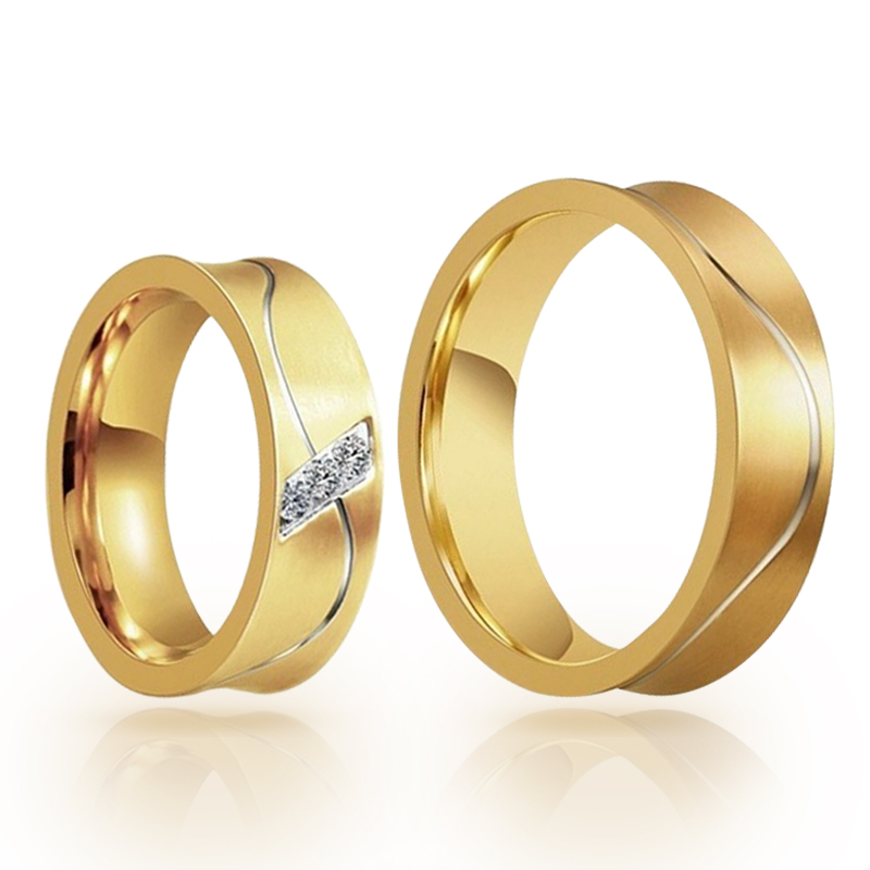 imagem #GOLD WAVE# ALIANÇAS DE AÇO 316L FOLHEADAS A OURO 18K COM OU SEM 3 CRISTAIS DE SWAROVSKI