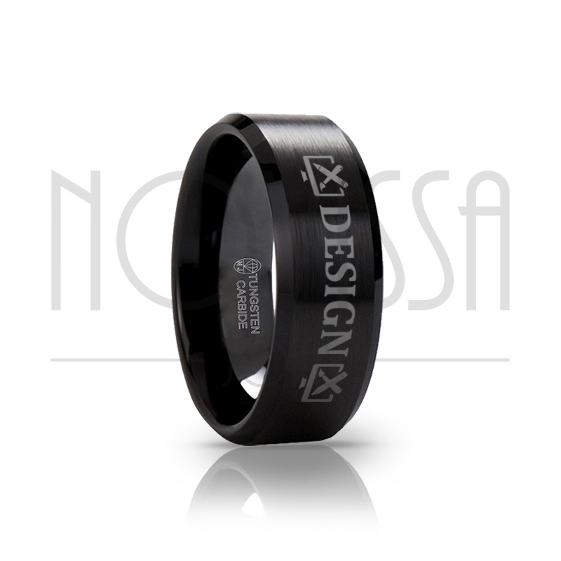 imagem DESIGN - BLACK EDITION SQUARE - ALIANÇA DE TUNGSTÊNIO COM ACABAMENTO PRETO FOSCO