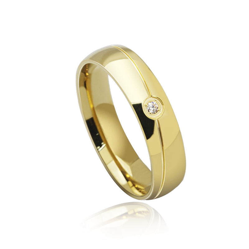 imagem ELEGANTE ANEL FOLHEADO  A OURO 18k COM 1 CRISTAL DE SWAROVSKI, ACABAMENTO DE ALTO BRILHO