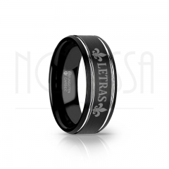 imagem LETRAS - RETRO DESIGN BLACK - ANEL DE TUNGSTÊNIO COM ACABAMENTO FOSCO