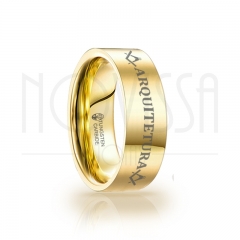 imagem ARQUITETURA - GOLD EDITION SQUARE - ANEL DE TUNGSTÊNIO MAGNETIZADAS A OURO 18K