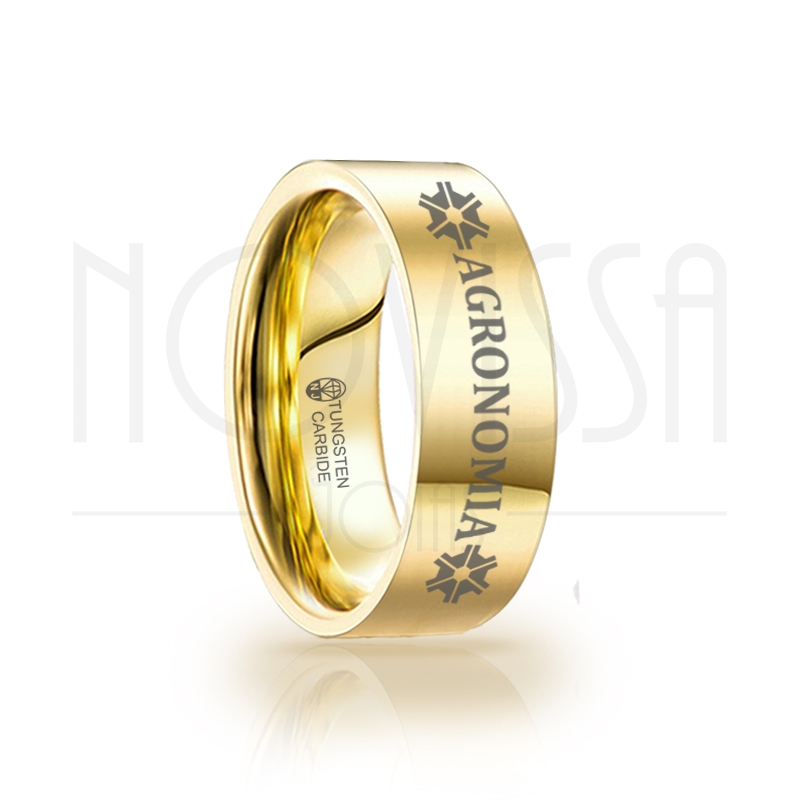 imagem AGRONOMIA - GOLD EDITION SQUARE - ANEL DE TUNGSTÊNIO MAGNETIZADAS A OURO 18K