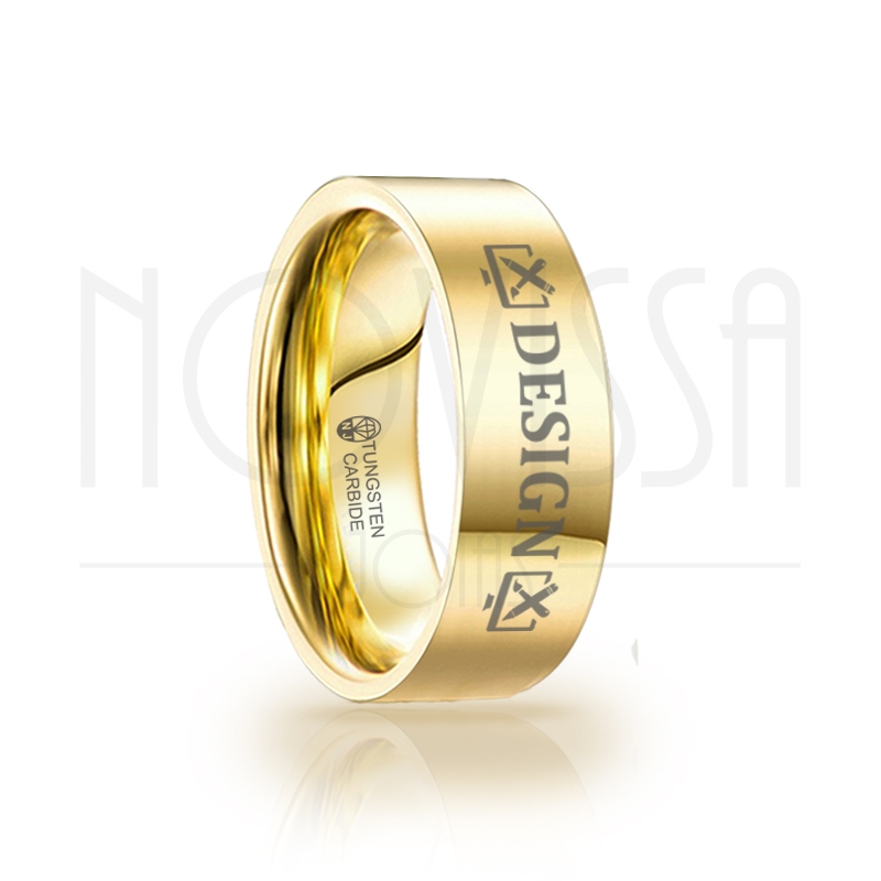 imagem DESIGN - GOLD EDITION SQUARE - ANEL DE TUNGSTÊNIO MAGNETIZADAS A OURO 18K