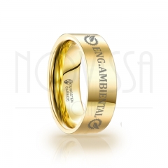 imagem ENG AMBIENTAL - GOLD EDITION SQUARE - ANEL DE TUNGSTÊNIO MAGNETIZADAS A OURO 18K