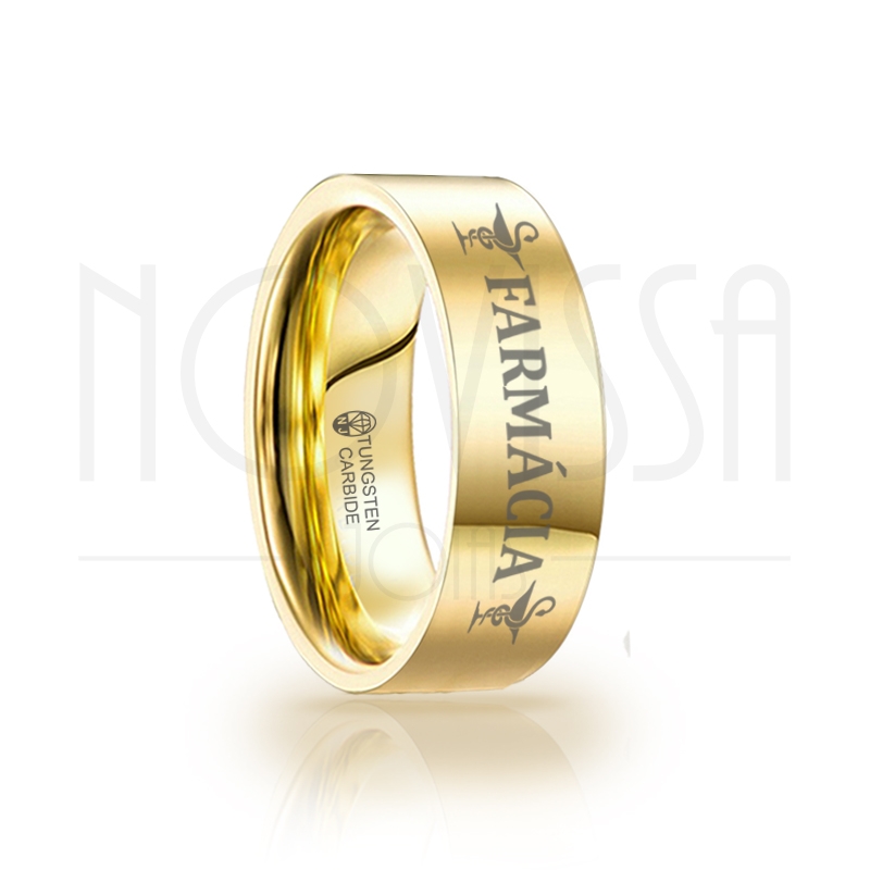 imagem FARMÁCIA - GOLD EDITION SQUARE - ANEL DE TUNGSTÊNIO MAGNETIZADAS A OURO 18K