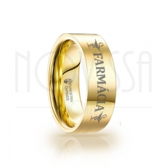 imagem FARMÁCIA - GOLD EDITION SQUARE - ANEL DE TUNGSTÊNIO MAGNETIZADAS A OURO 18K