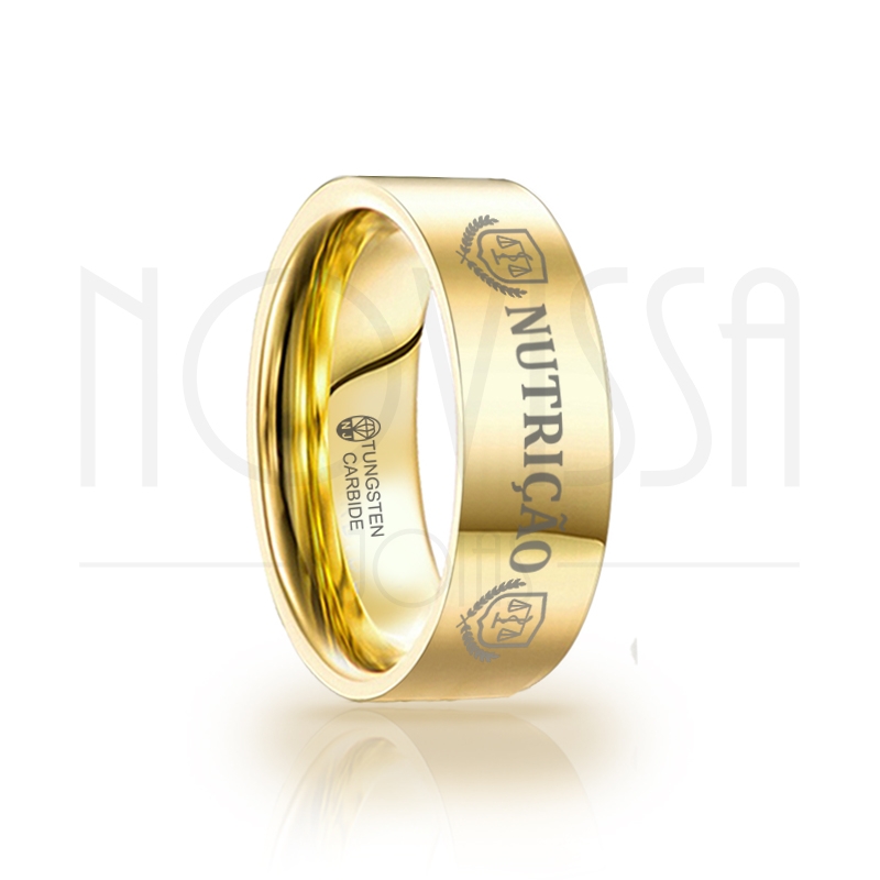 imagem NUTRIÇÃO - GOLD EDITION SQUARE - ANEL DE TUNGSTÊNIO MAGNETIZADAS A OURO 18K