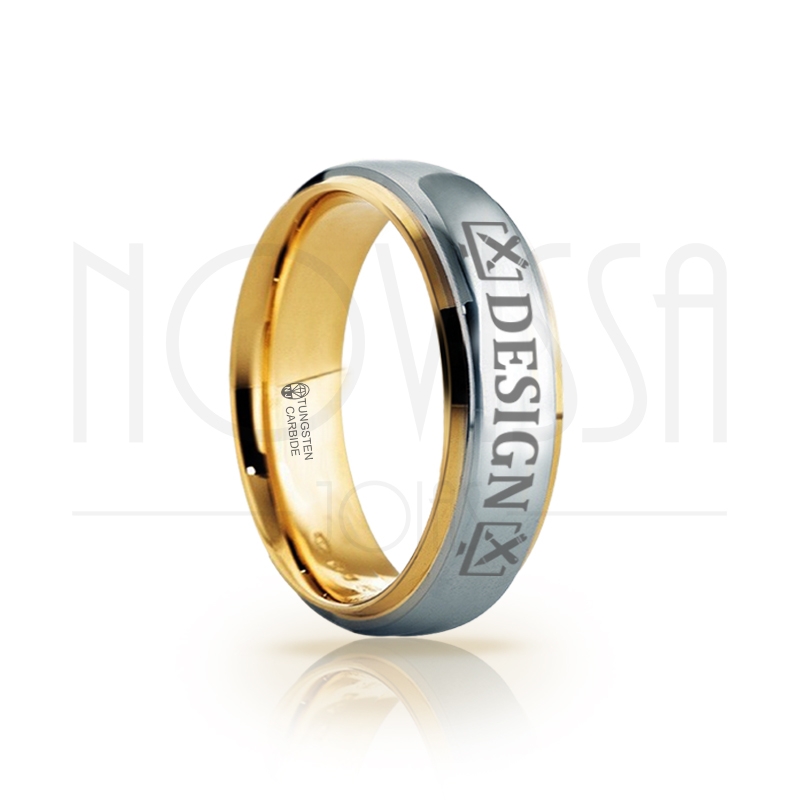 imagem DESIGN - SHINE ELEGANCE - ANEL DE TUNGSTÊNIO MAGNETIZADAS A OURO 18K EM ALTO BRILHO