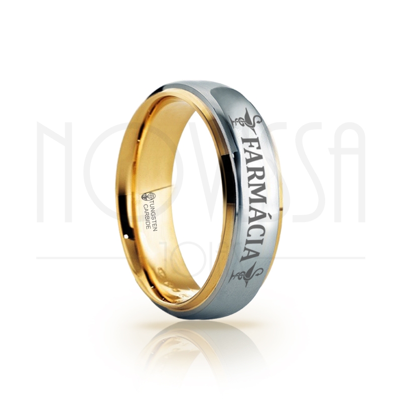 imagem FARMÁCIA  - SHINE ELEGANCE - ANEL DE TUNGSTÊNIO MAGNETIZADAS A OURO 18K EM ALTO BRILHO