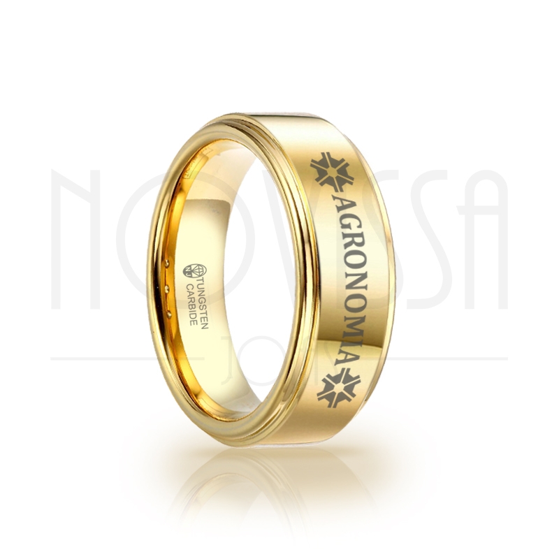 imagem AGRONOMIA - GOLD EDITION - ANEL DE TUNGSTÊNIO MAGNETIZADO A OURO 18K DE ALTO BRILHO 