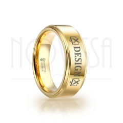 imagem DESIGN - GOLD EDITION - ANEL DE TUNGSTÊNIO MAGNETIZADO A OURO 18K DE ALTO BRILHO 