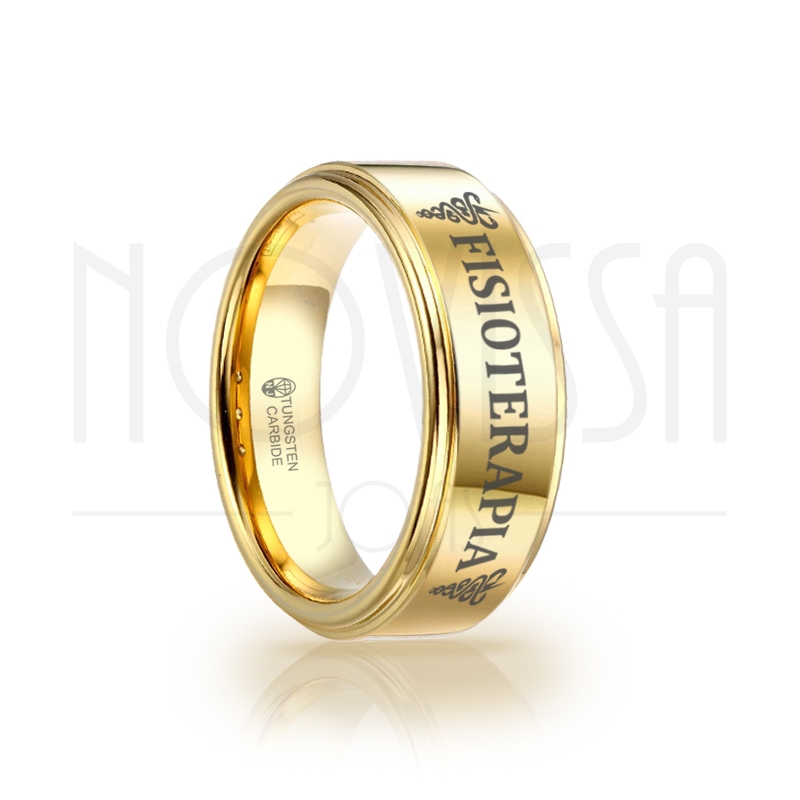 imagem FISIOTERAPIA  - GOLD EDITION - ANEL DE TUNGSTÊNIO MAGNETIZADO A OURO 18K DE ALTO BRILHO 