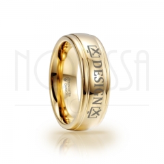 imagem DESIGN - MASSIVE GOLD ELEGANCE - ANEL DE TUNGSTÊNIO COM ACABAMENTO DE ALTO BRILHO